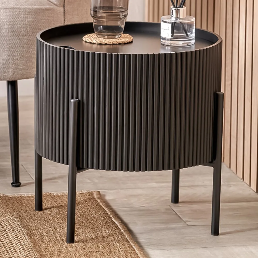 Henderson Side Table with Storage - Black, Wood image