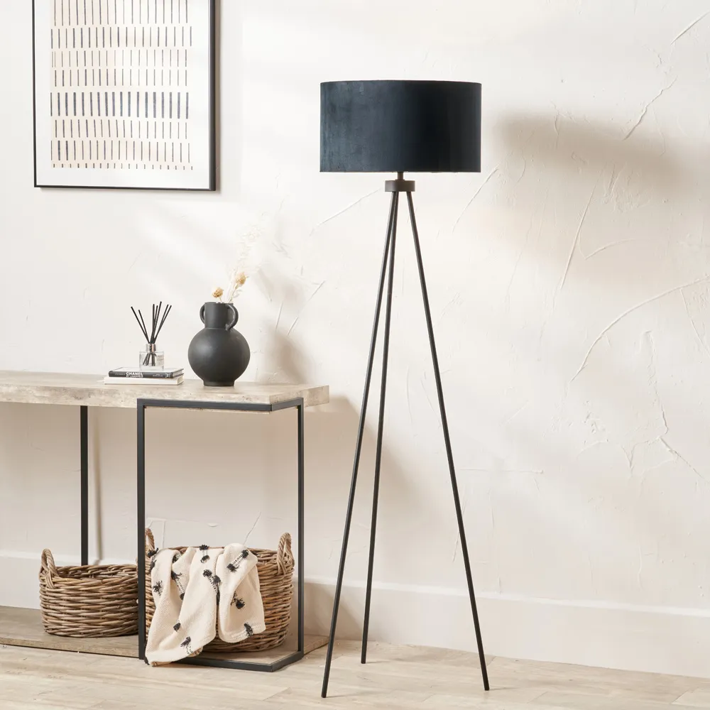 Houston Tripod Floor Lamp - Black, Metal