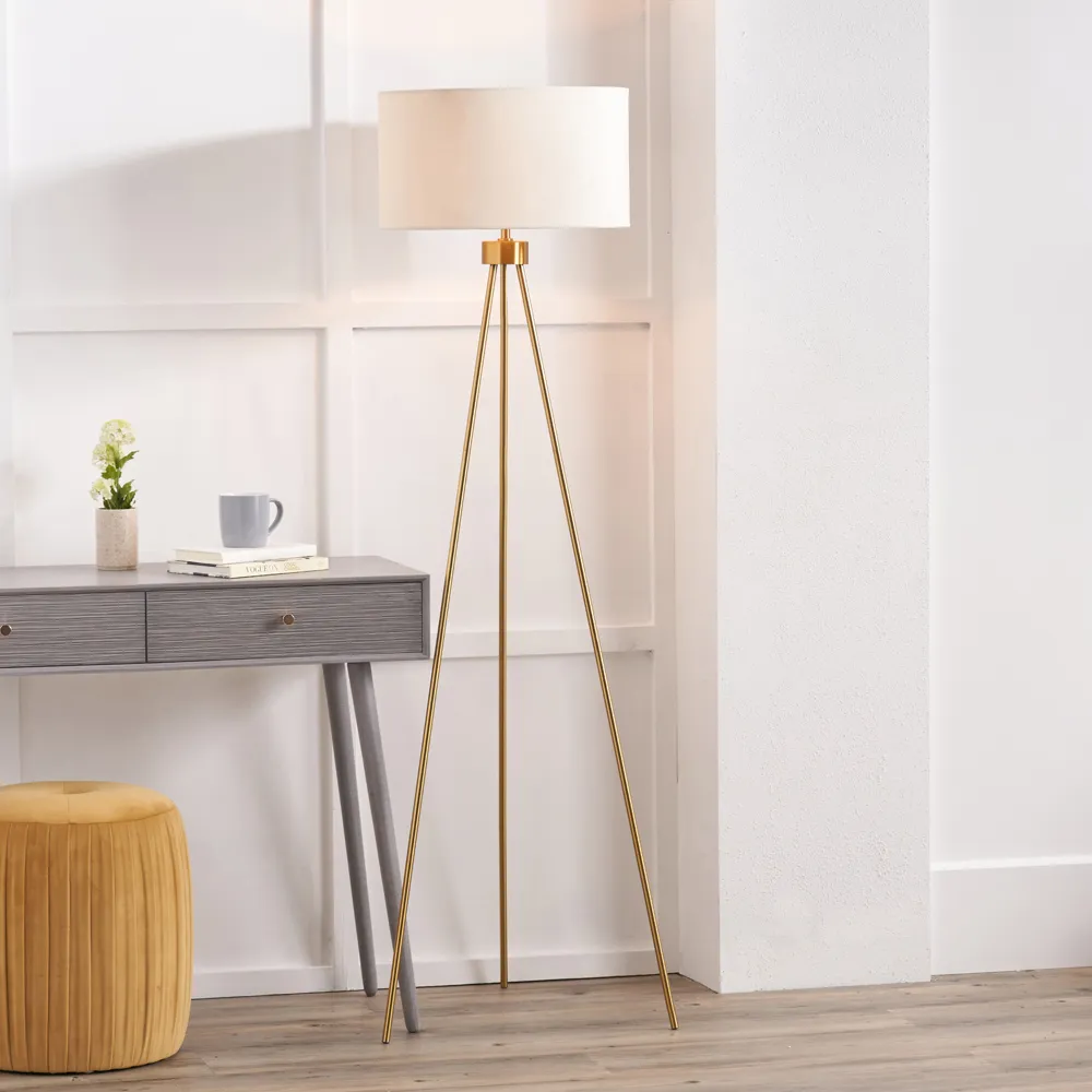 Houston Tripod Floor Lamp - Gold, Metal