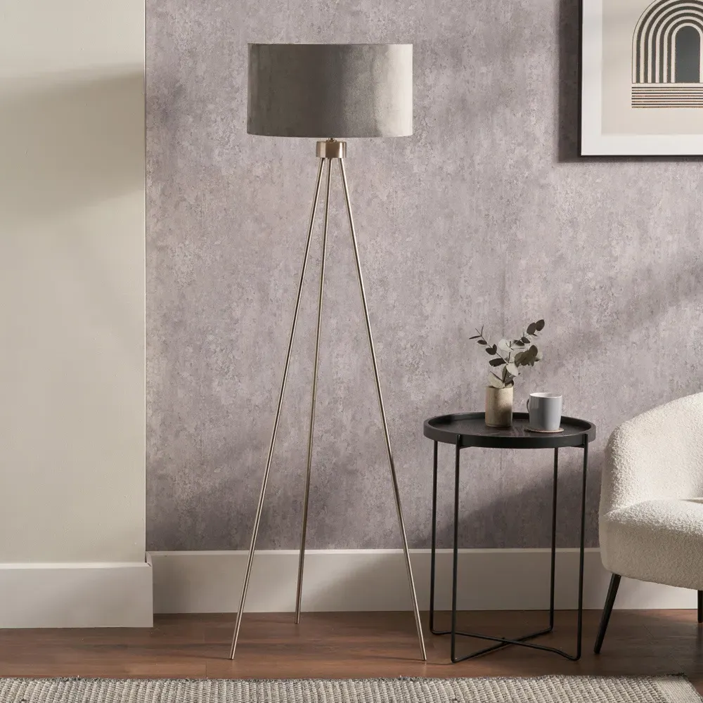 Houston Tripod Floor Lamp - Silver, Metal