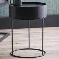 Hugo Storage Table with Black Metal Legs - Black, Wood Veneer