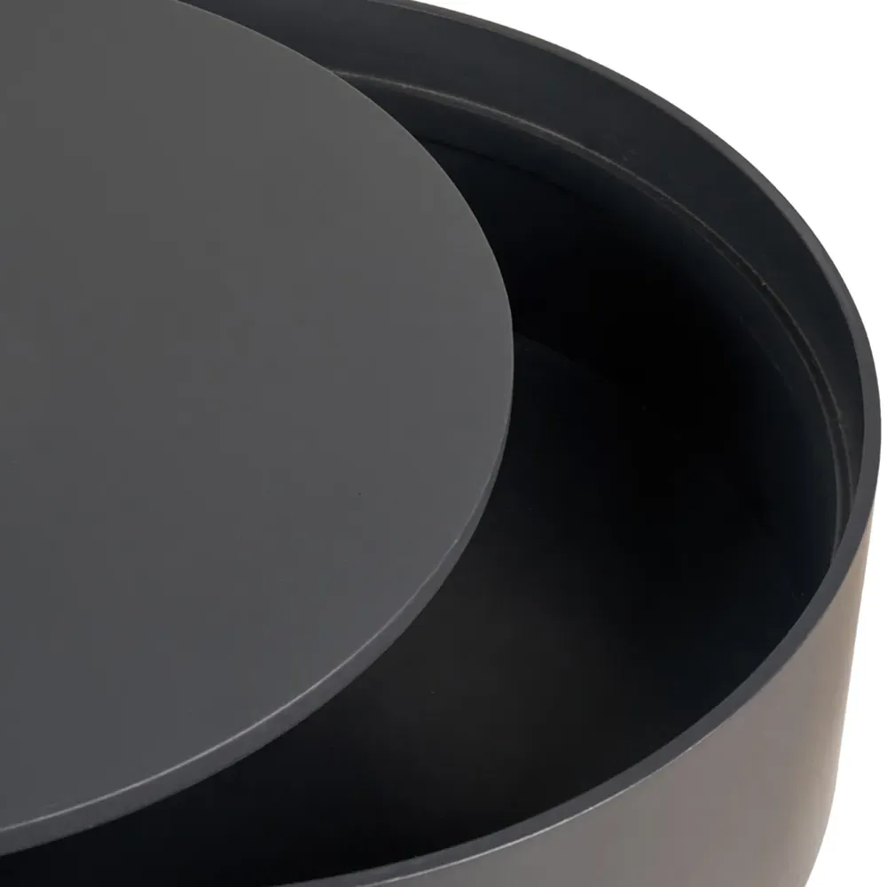 Hugo Storage Table with Black Metal Legs - Grey, Wood Veneer