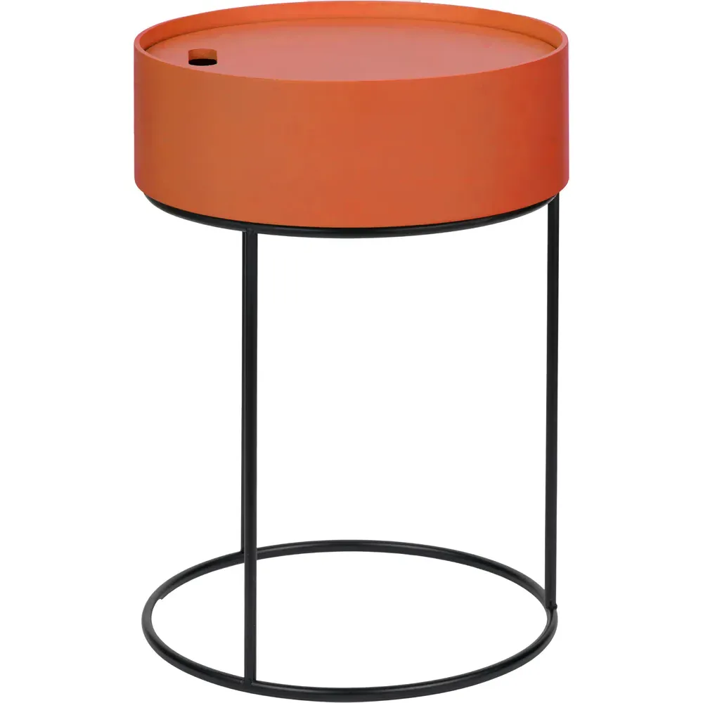 Hugo Storage Table with Black Metal Legs - Orange, Wood Veneer