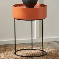 Hugo Storage Table with Black Metal Legs - Orange, Wood Veneer