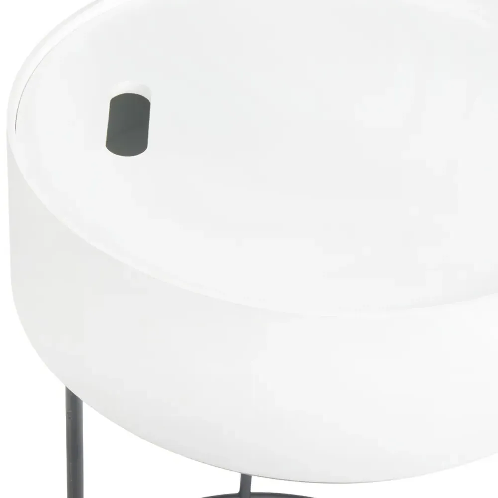 Hugo Storage Table with Black Metal Legs - White, Wood Veneer