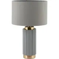 Ionic Textured Ceramic Table Lamp - Grey, Gold Metal