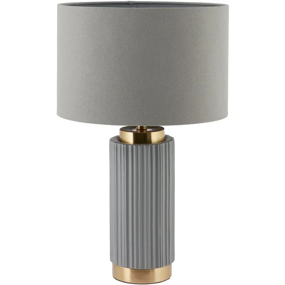 Ionic Textured Ceramic Table Lamp - Grey, Gold Metal image