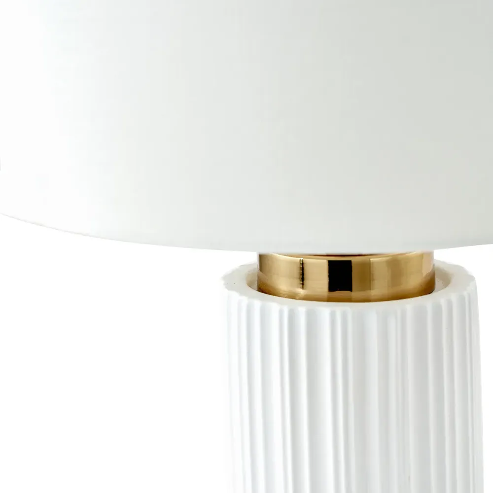 Ionic Textured Ceramic Table Lamp - White, Gold Metal