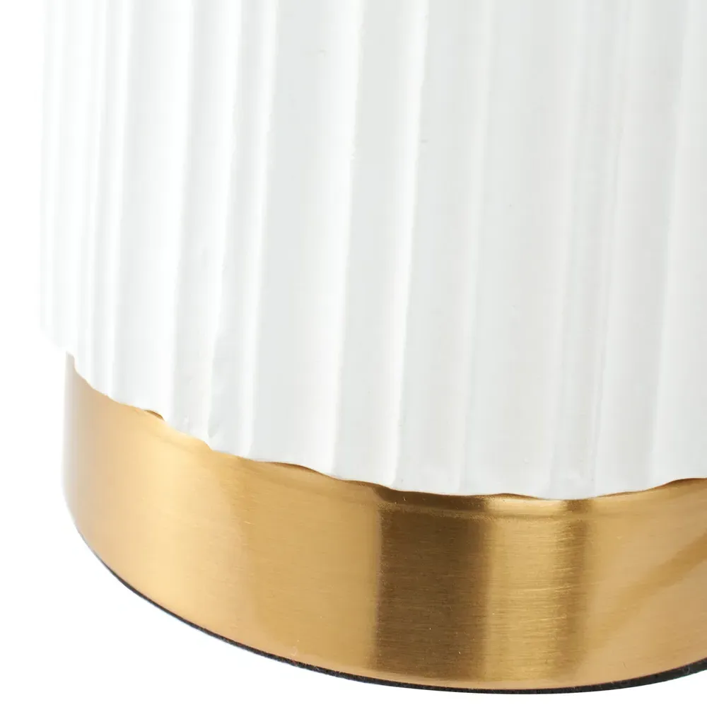 Ionic Textured Ceramic Table Lamp - White, Gold Metal
