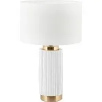 Ionic Textured Ceramic Table Lamp - White, Gold Metal
