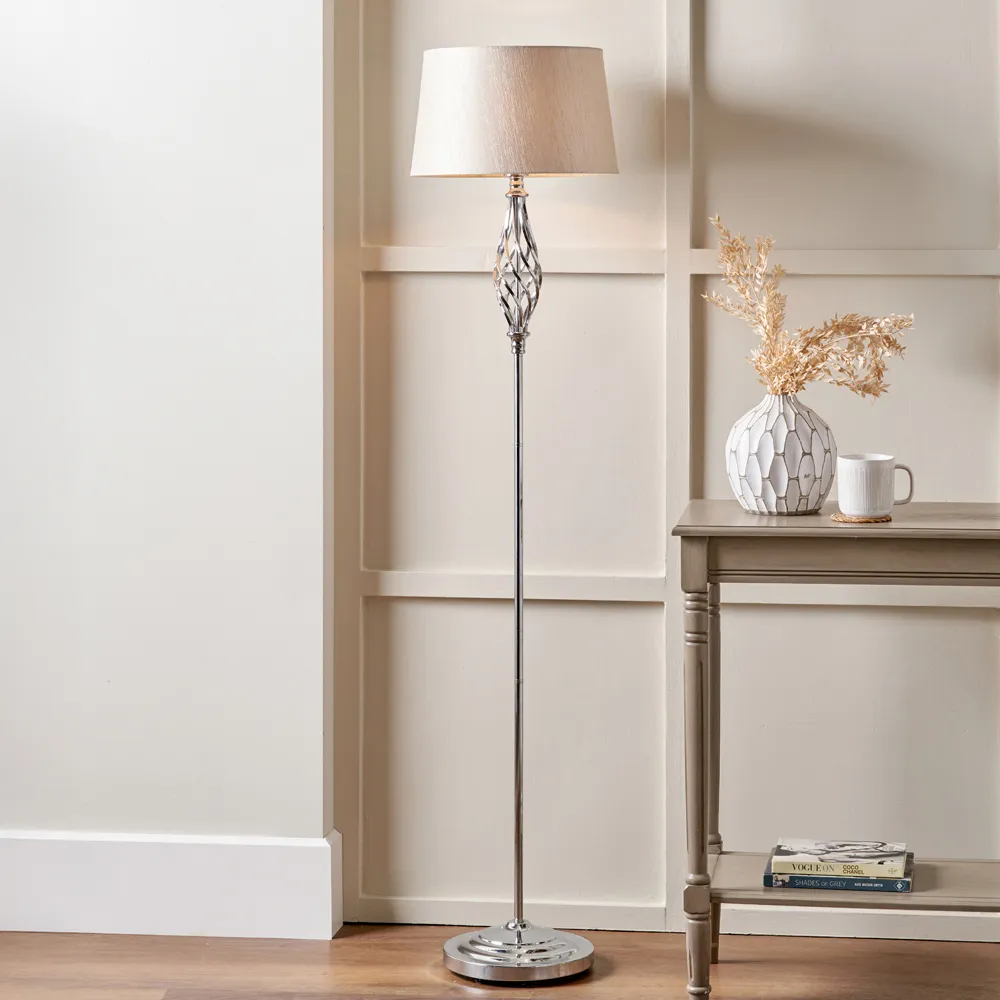 Jenna Twist Floor Lamp - Silver, Metal