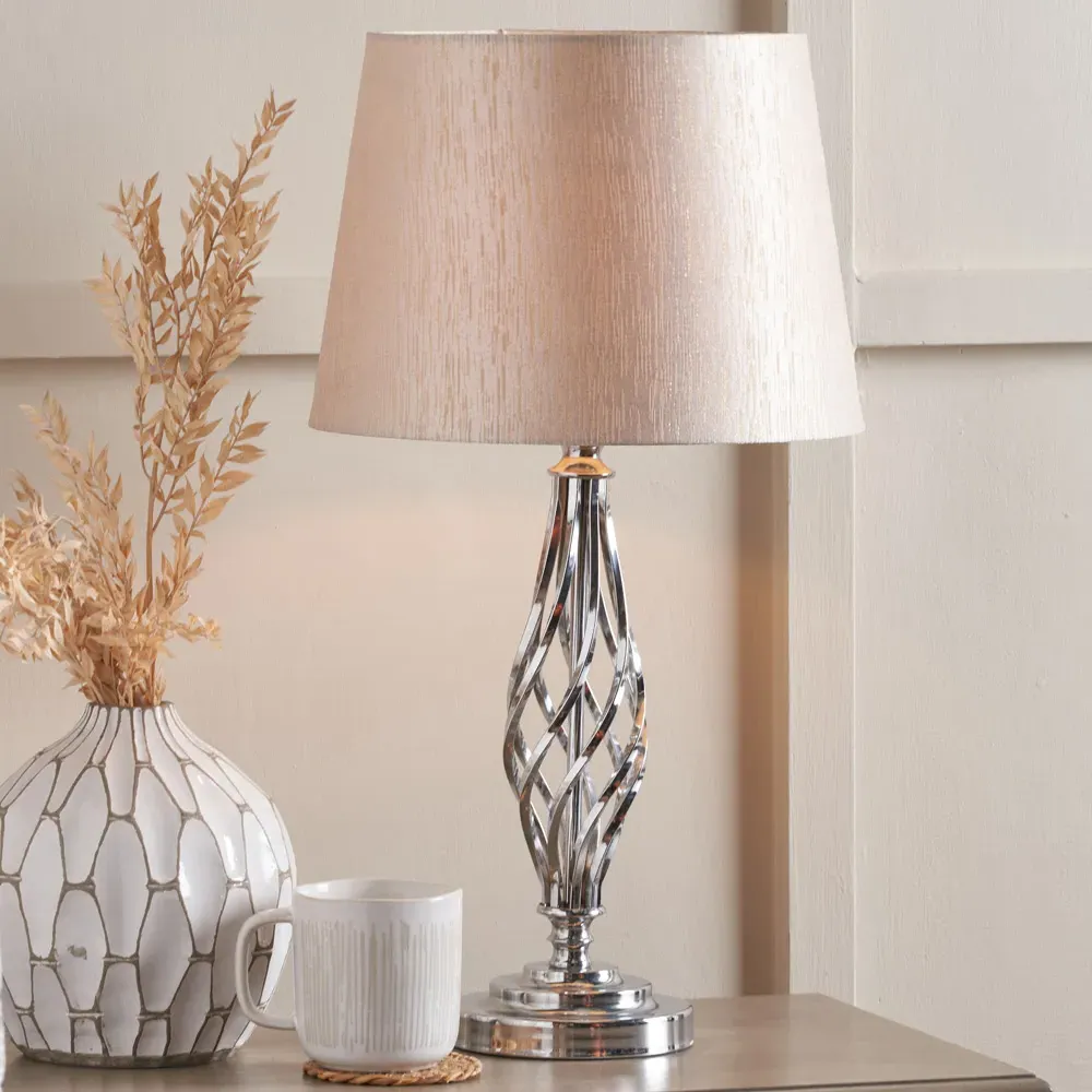 Jenna Twist Table Lamp - Silver, Metal
