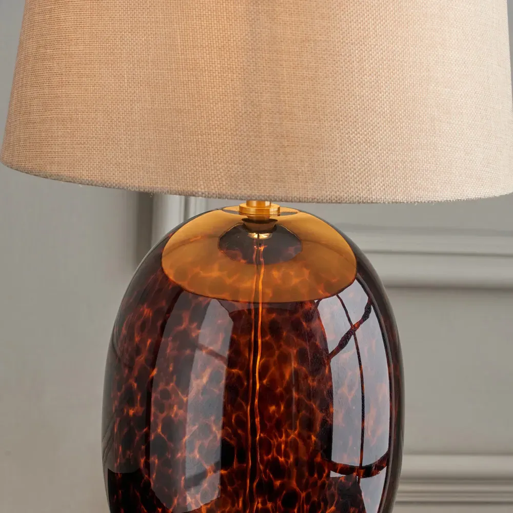 Lucien Tall Tortoiseshell Glass Table Lamp - Brown