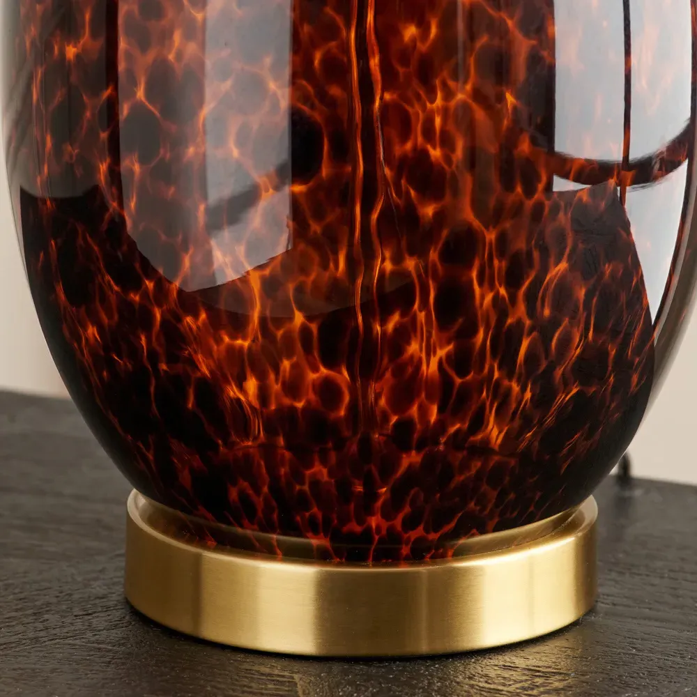 Lucien Tall Tortoiseshell Glass Table Lamp - Brown