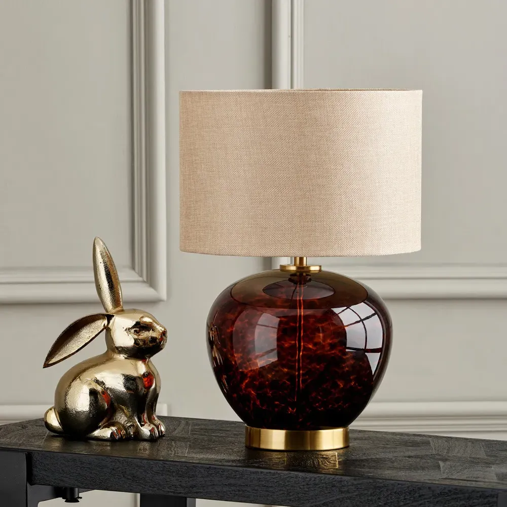 Lucien Tortoiseshell Glass Table Lamp - Brown