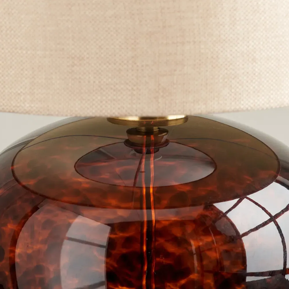 Lucien Tortoiseshell Glass Table Lamp - Brown