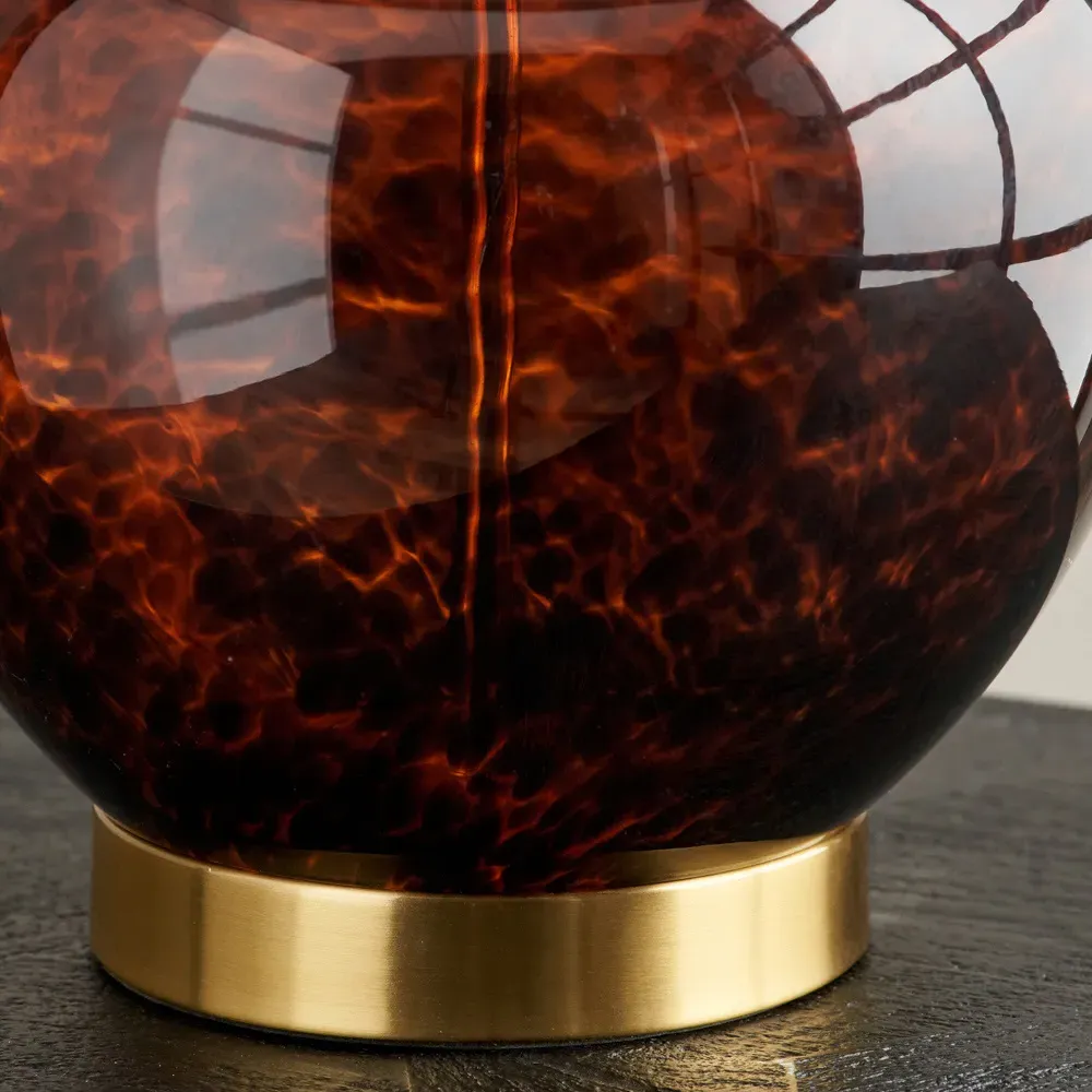 Lucien Tortoiseshell Glass Table Lamp - Brown