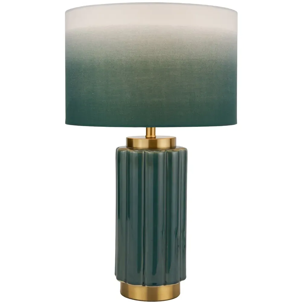 Lushan Scalloped Ceramic Table Lamp - Green