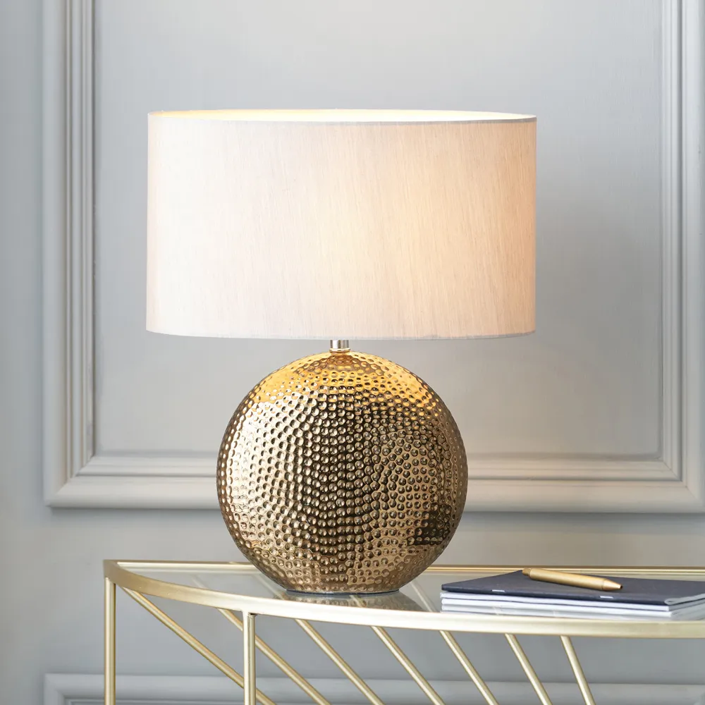 Mabel Dot Textured Ceramic Table Lamp - Bronze