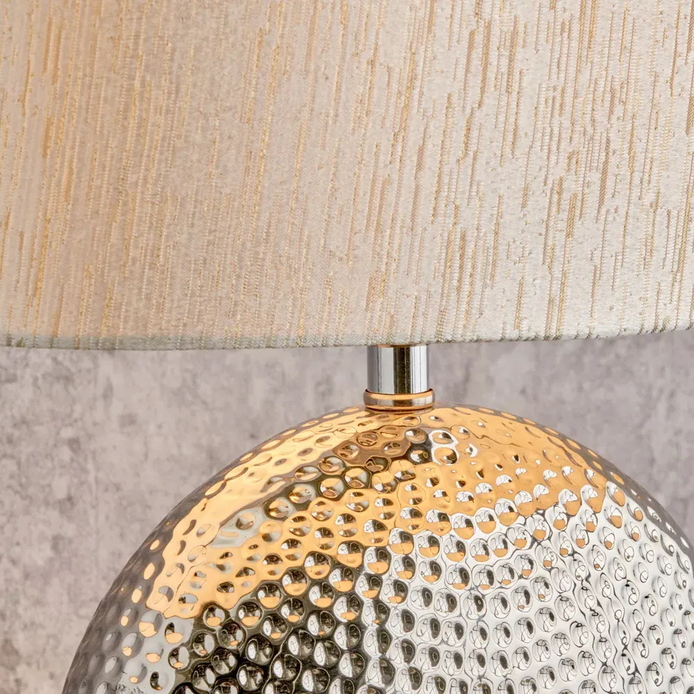 Mabel Dot Textured Ceramic Table Lamp - Silver
