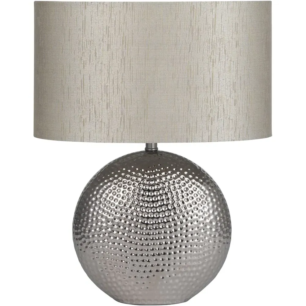 Mabel Dot Textured Ceramic Table Lamp - Silver