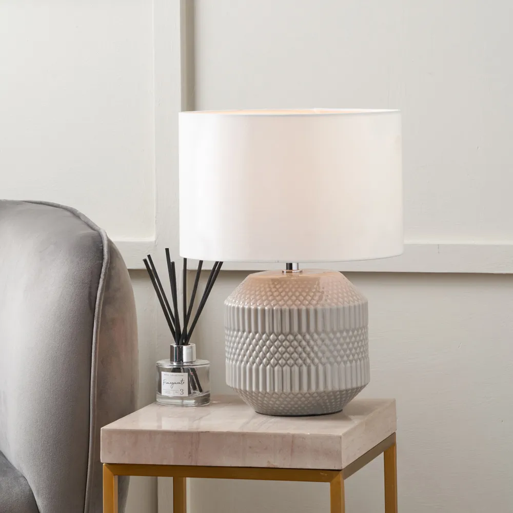 Meribel Table Lamp - Grey, Ceramic