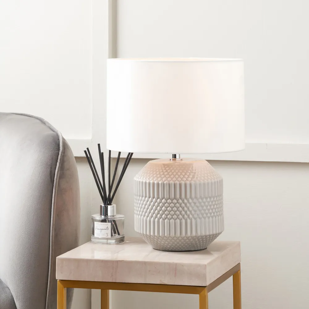 Meribel Table Lamp - White, Ceramic