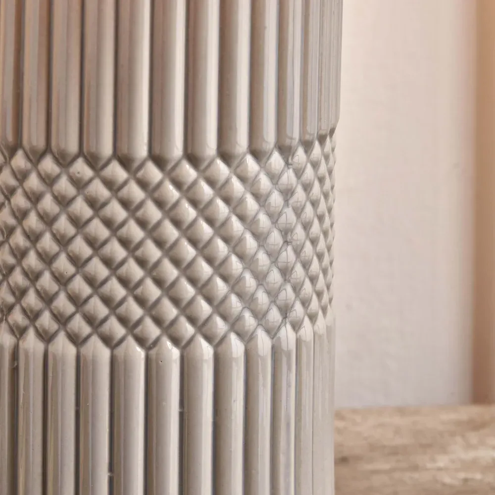 Meribel Tall Table Lamp - Grey, Ceramic