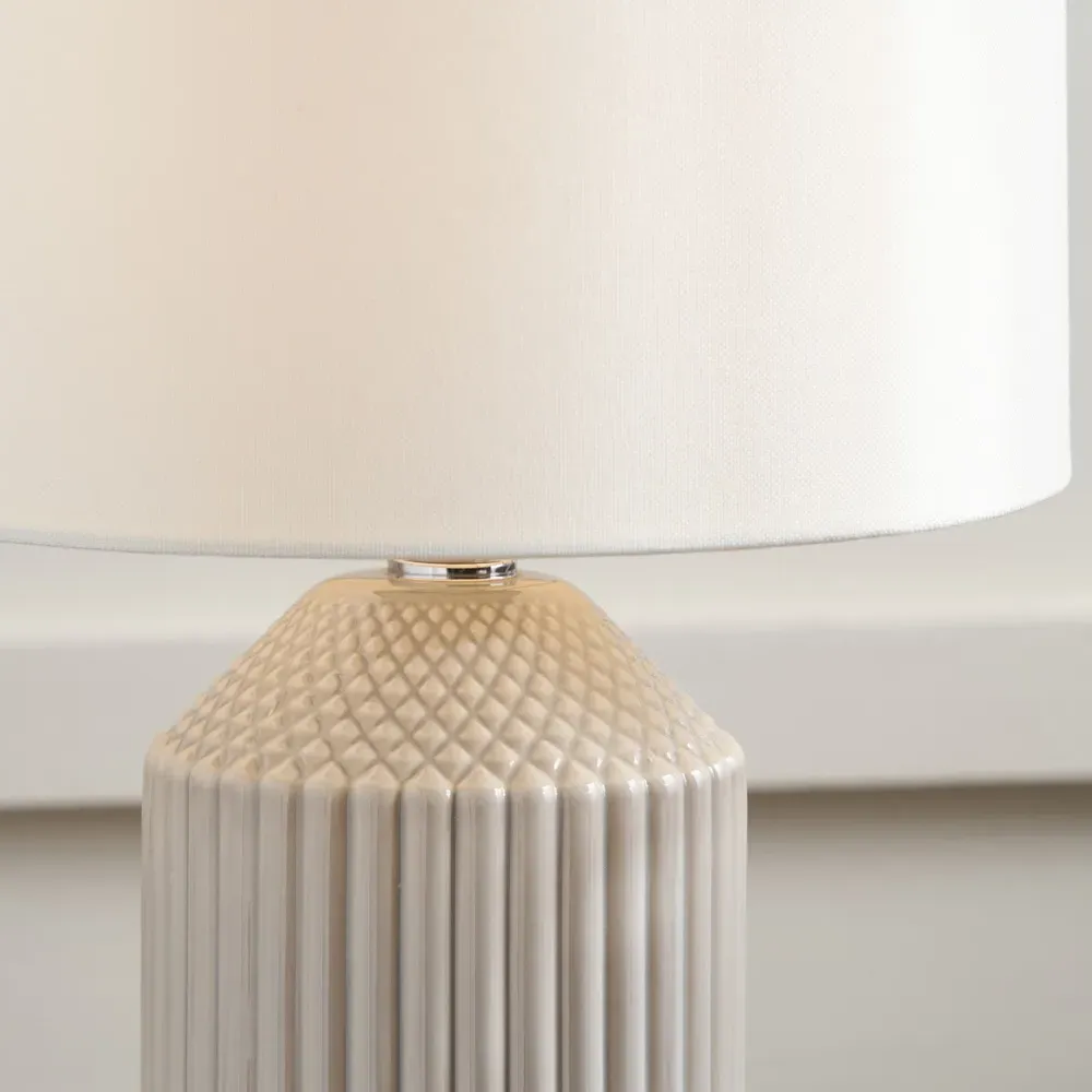 Meribel Tall Table Lamp - Grey, Ceramic