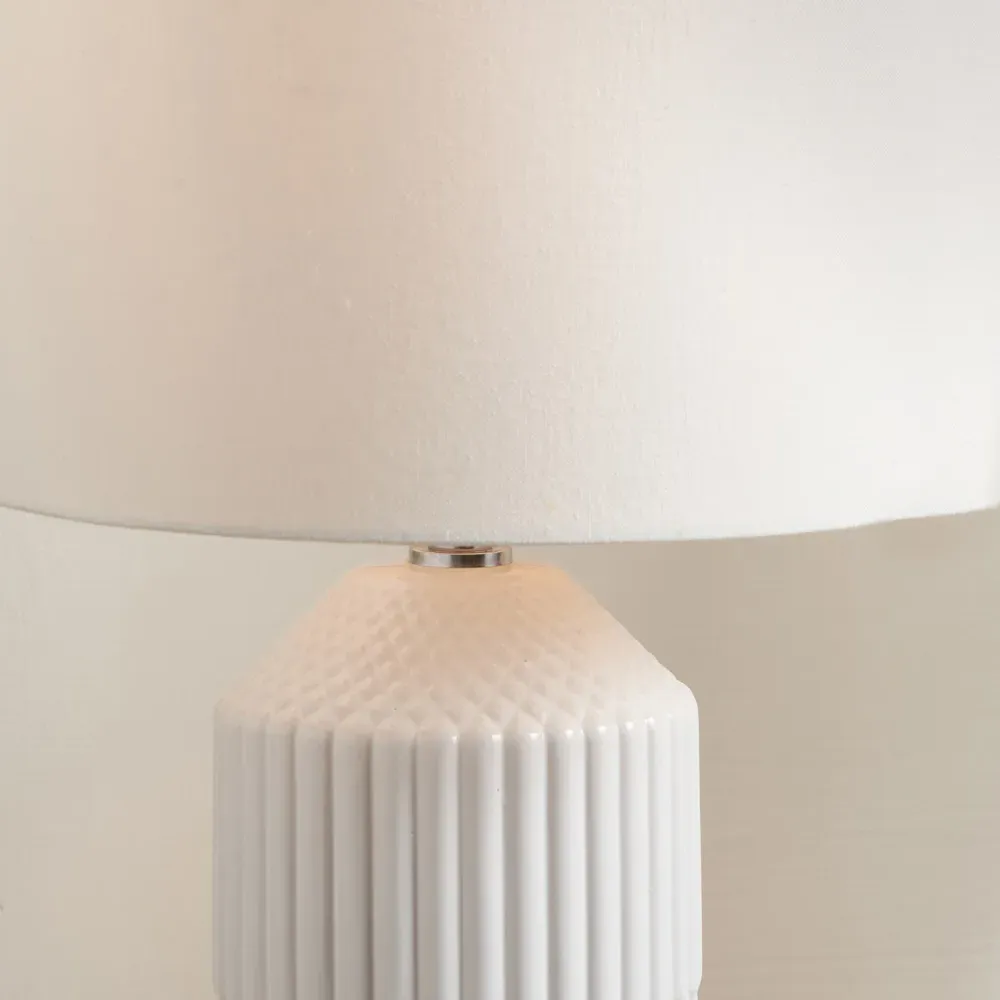 Meribel Tall Table Lamp - White, Ceramic