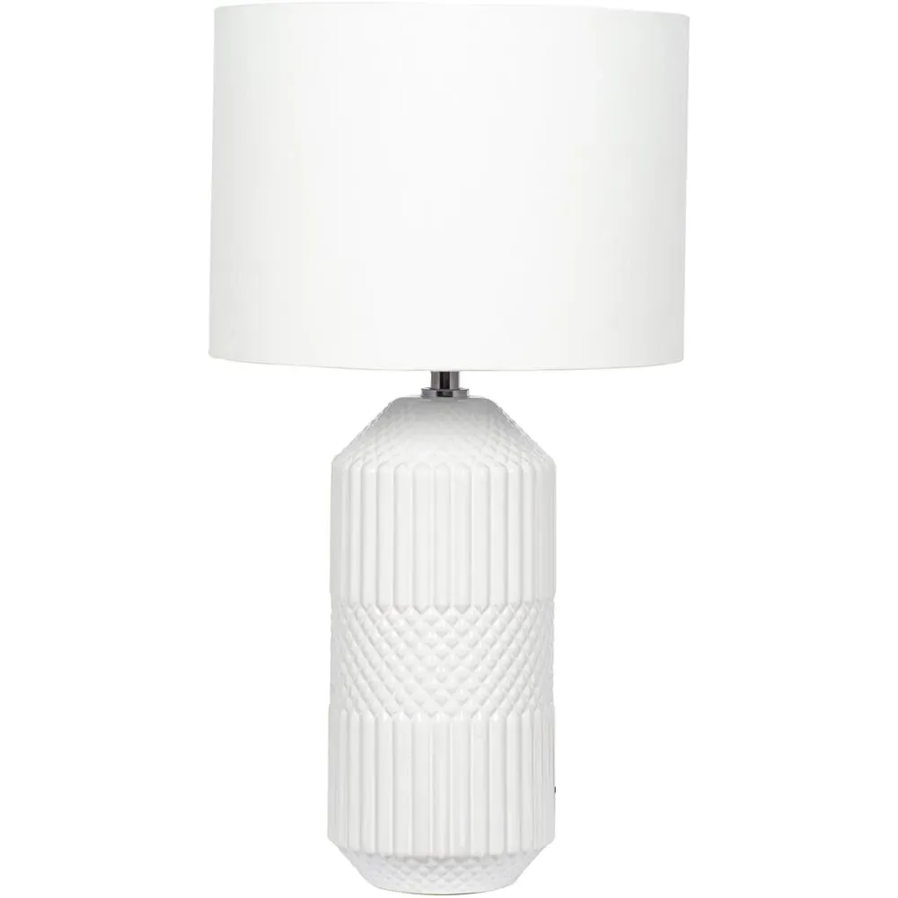 Meribel Tall Table Lamp - White, Ceramic