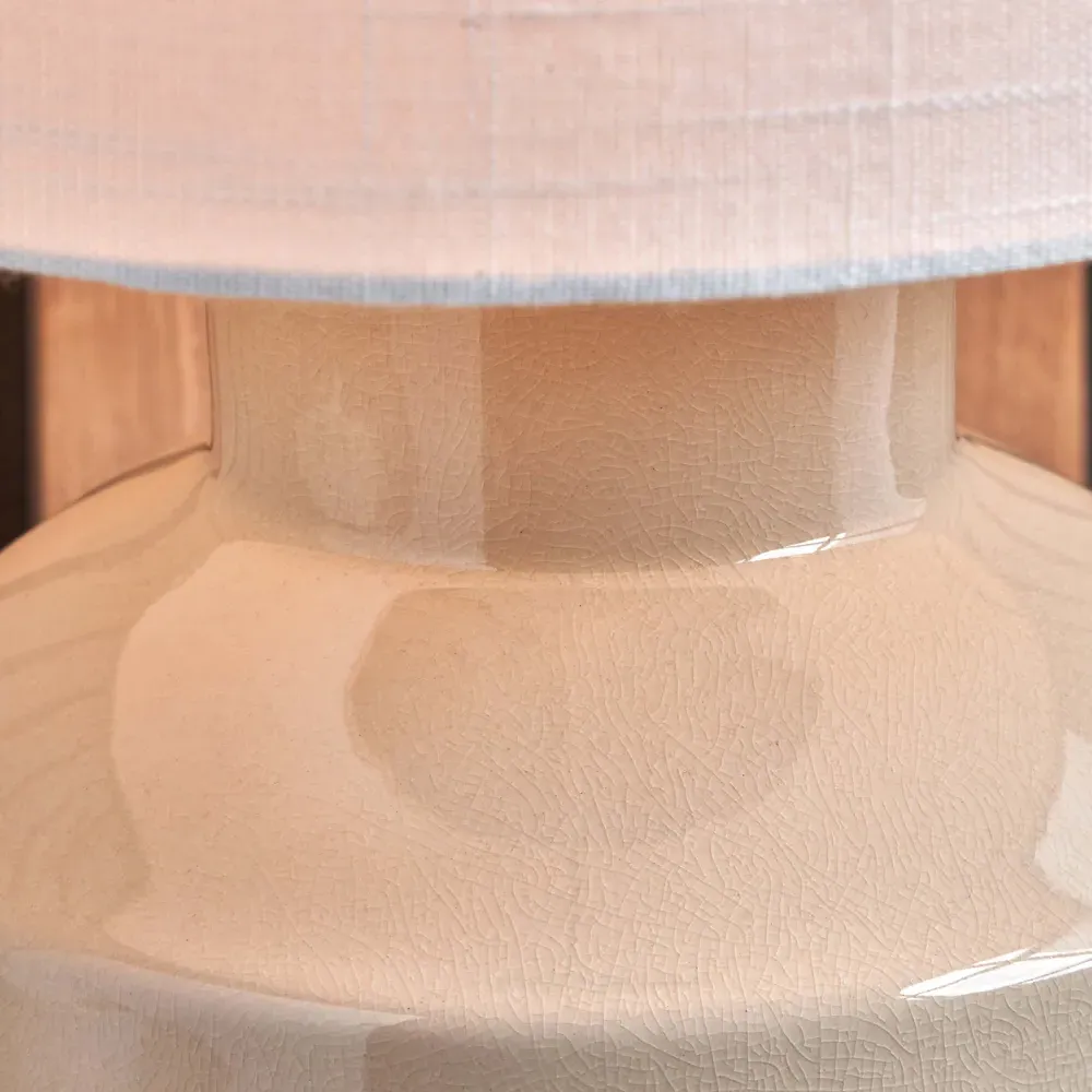 Nora Crackle Effect Table Lamp - Cream, Ceramic