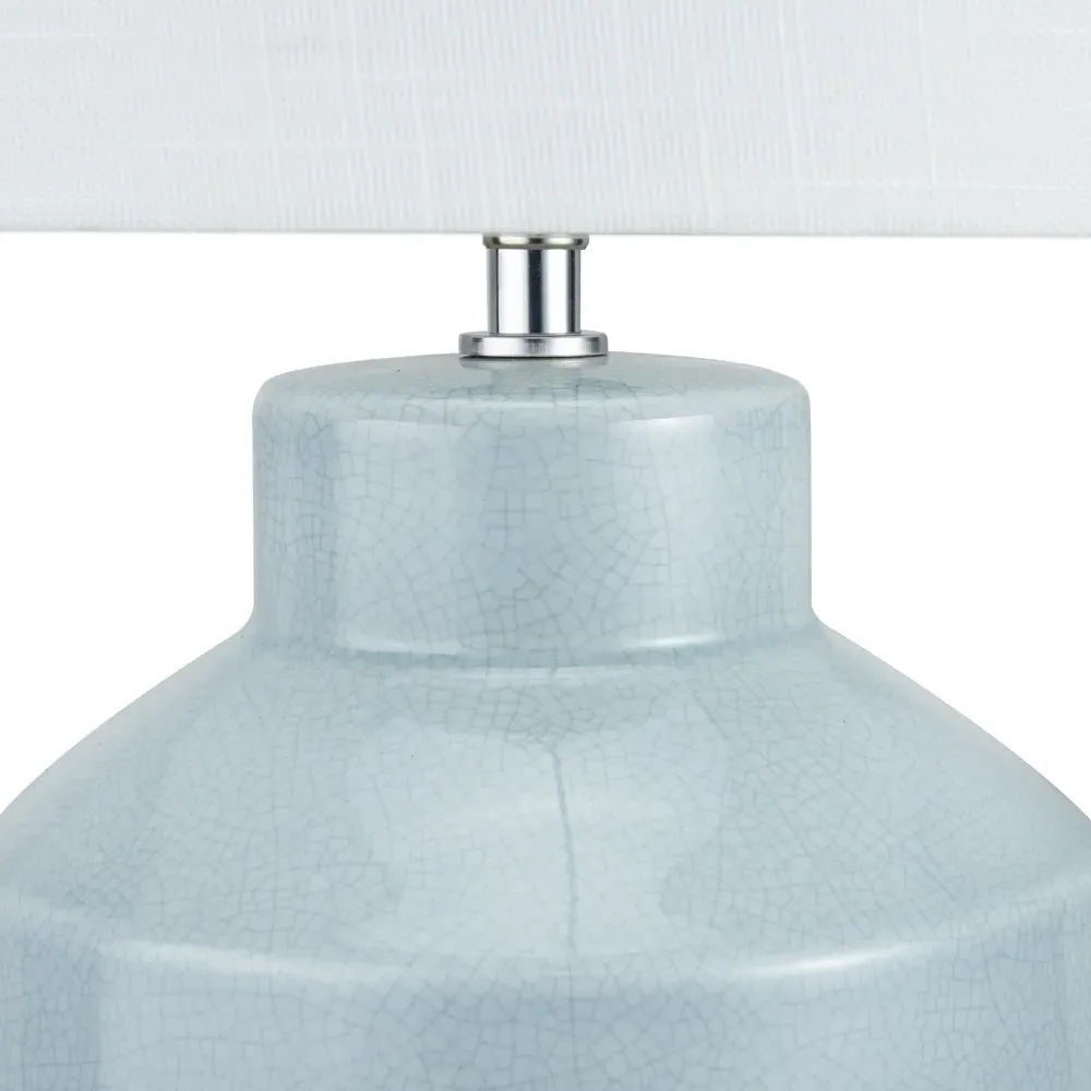 Nora Crackle Effect Table Lamp - Duck Egg Blue, Ceramic