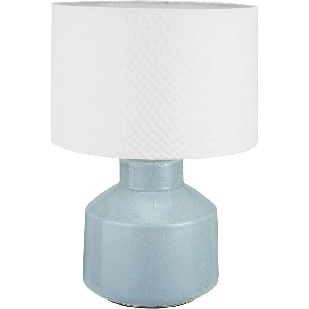 Nora Crackle Effect Table Lamp - Duck Egg Blue, Ceramic