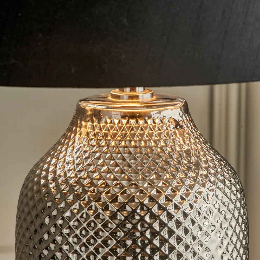 Nova Textured Ceramic Bottle Table Lamp - Silver