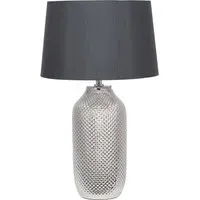 Nova Textured Ceramic Bottle Table Lamp - Silver