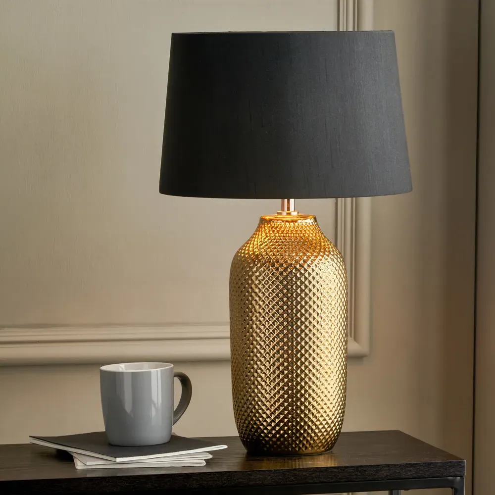 Nova Textured Ceramic Table Lamp - Gold