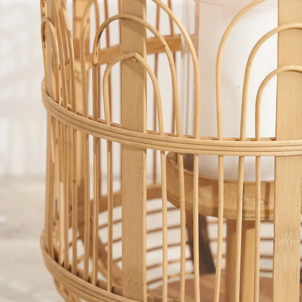 Small Bamboo and Glass Lantern - Brown