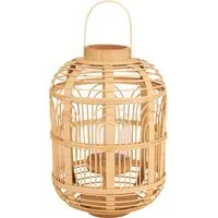 Small Bamboo and Glass Lantern - Brown