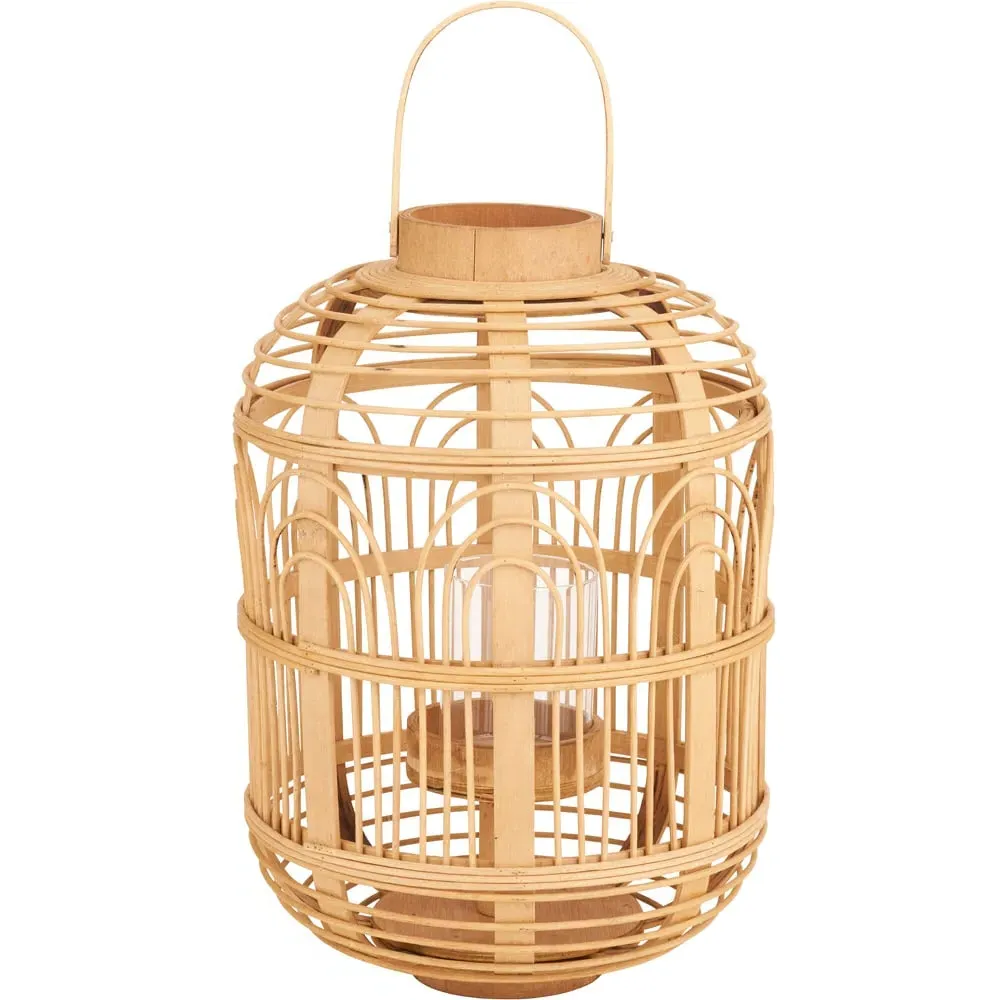 Small Bamboo and Glass Lantern - Brown image