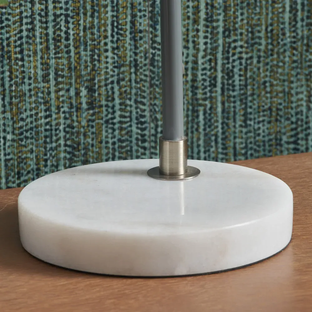 Theia Table Lamp - Grey, Satin Nickel