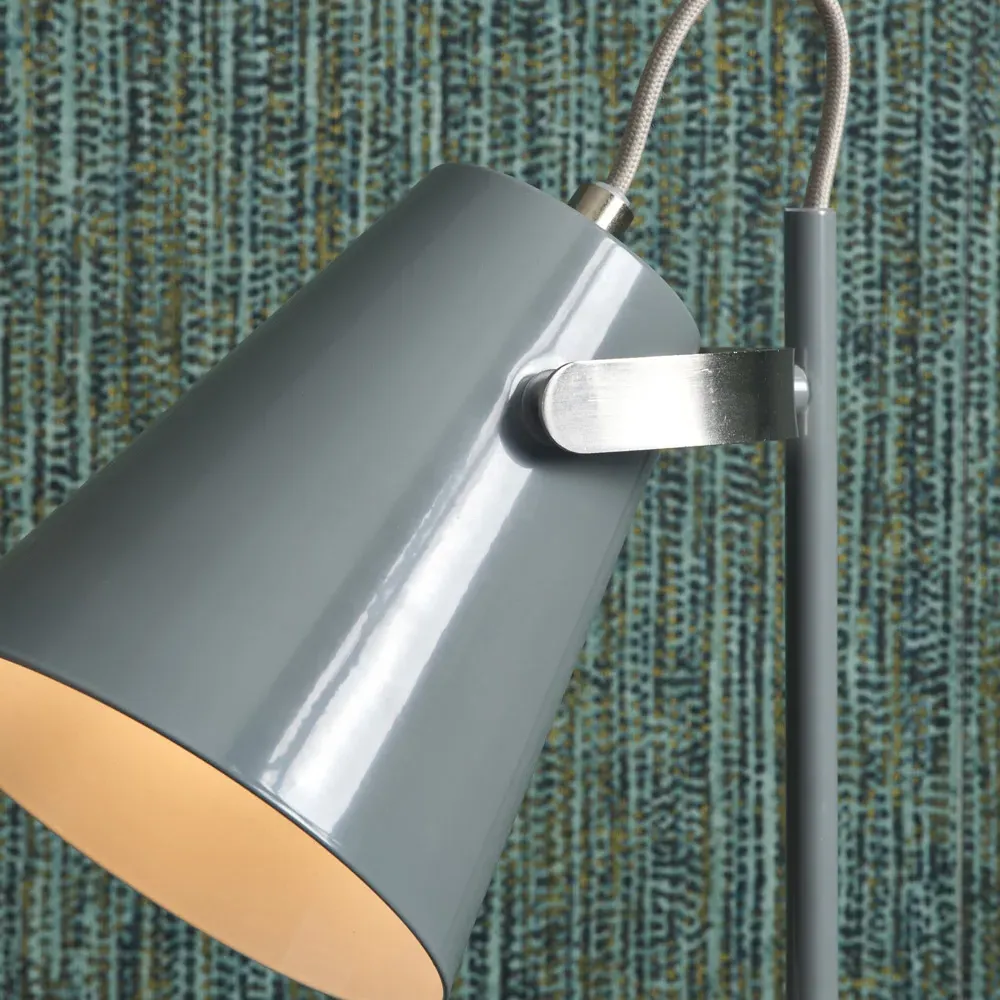 Theia Table Lamp - Grey, Satin Nickel