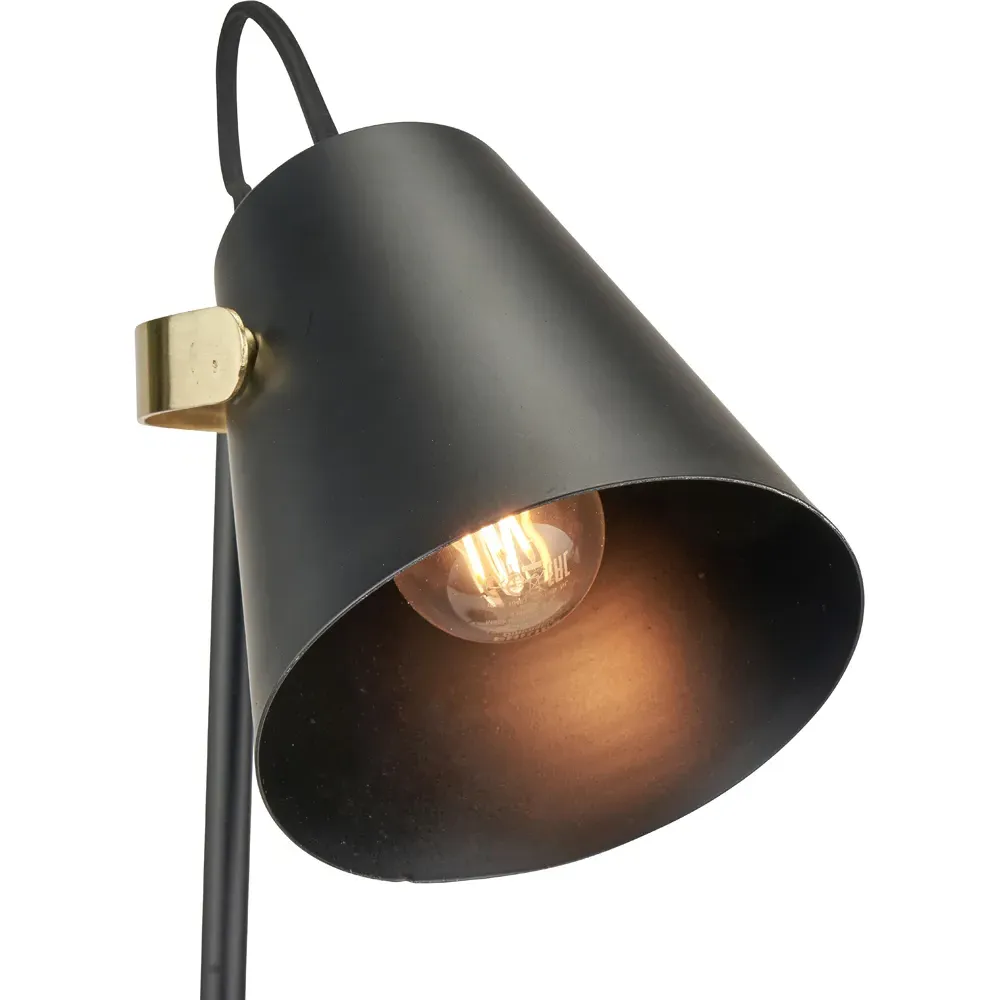 Theia Task Table Lamp - Black, Brushed Brass