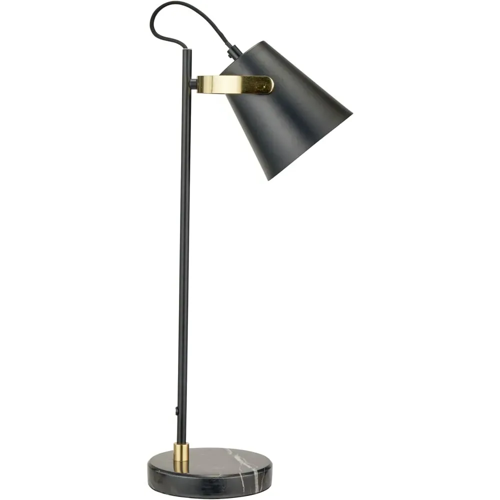 Theia Task Table Lamp - Black, Brushed Brass