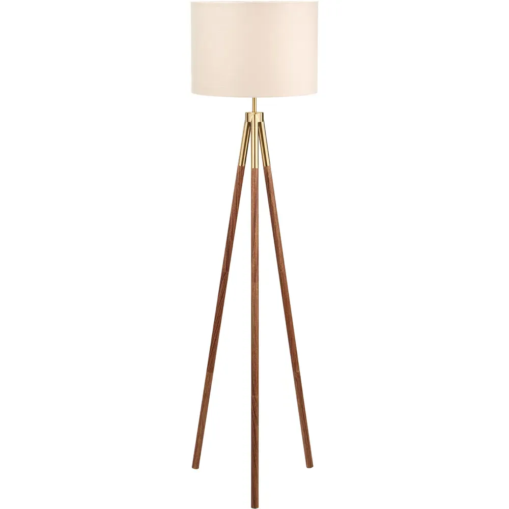Vali Tripod Floor Lamp - Brown, Metal