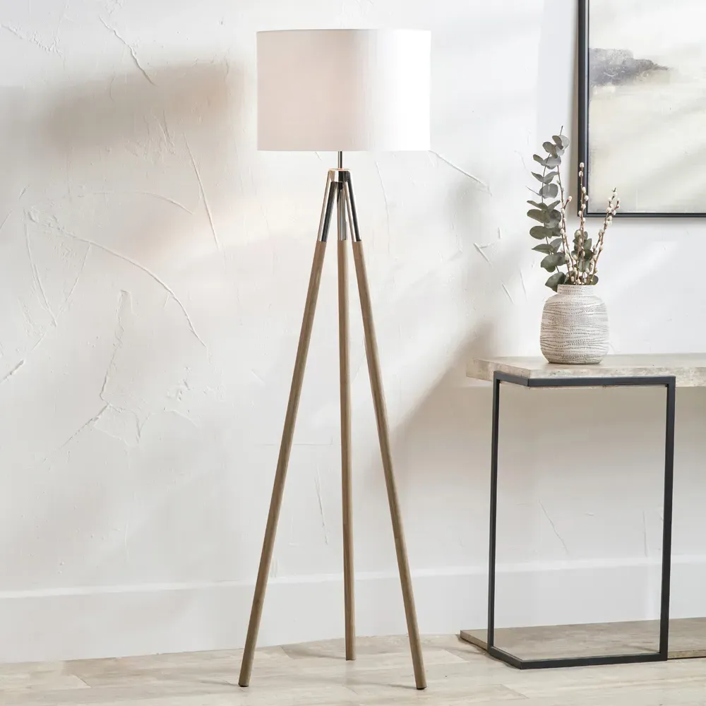 Vali Tripod Floor Lamp - Grey, Metal