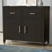 2 Door 2 Drawer Sideboard with Gold Handles - Black, MDF