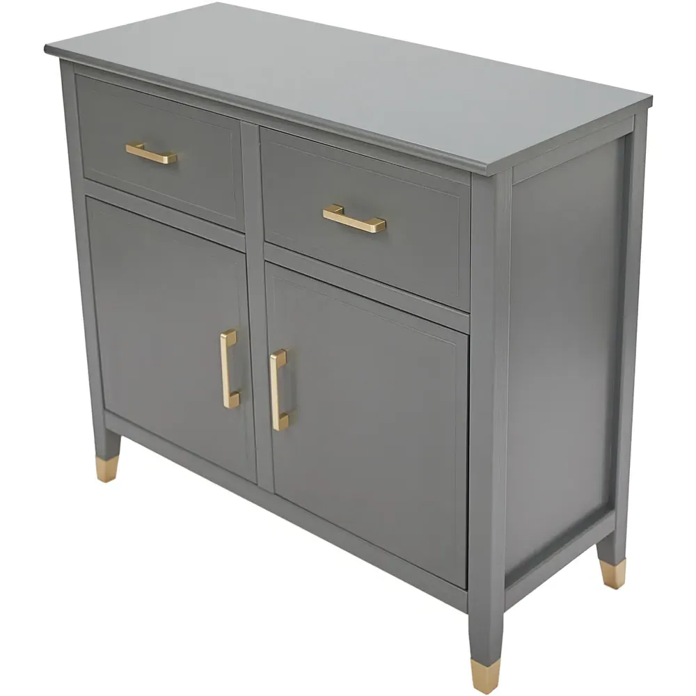 2 Door 2 Drawer Sideboard with Gold Handles - Grey, MDF