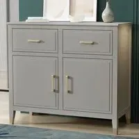 2 Door 2 Drawer Sideboard with Gold Handles - Grey, MDF