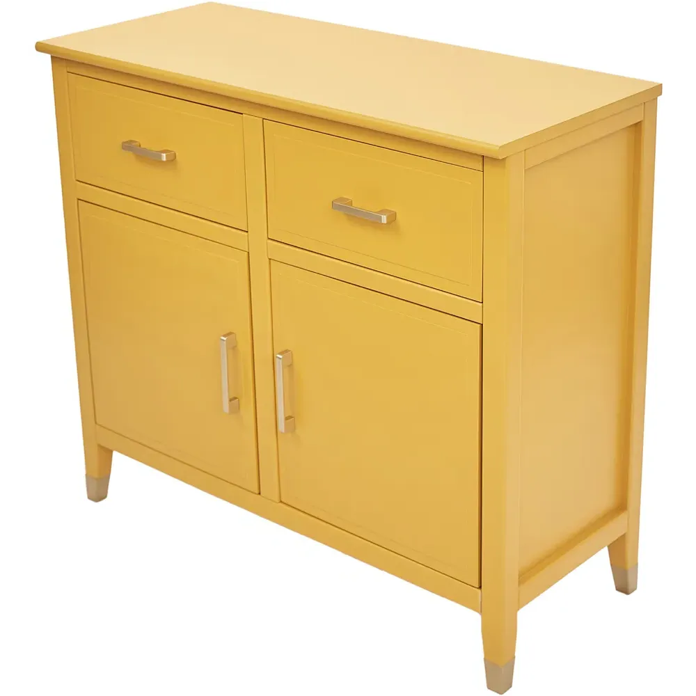 2 Door 2 Drawer Sideboard with Gold Handles - Mustard, MDF